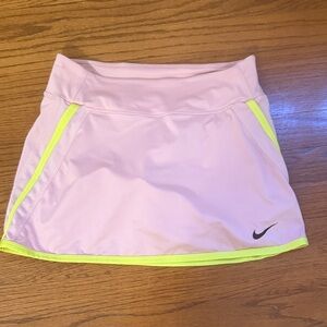 Nike Light Pink Tennis Skirt with Neon Yellow Trim